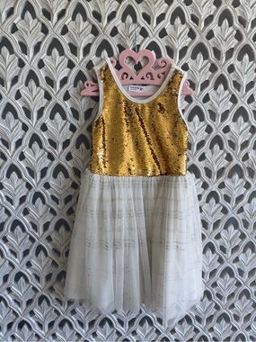 Knitworks Gold Sequin Party Dress, girls size 6